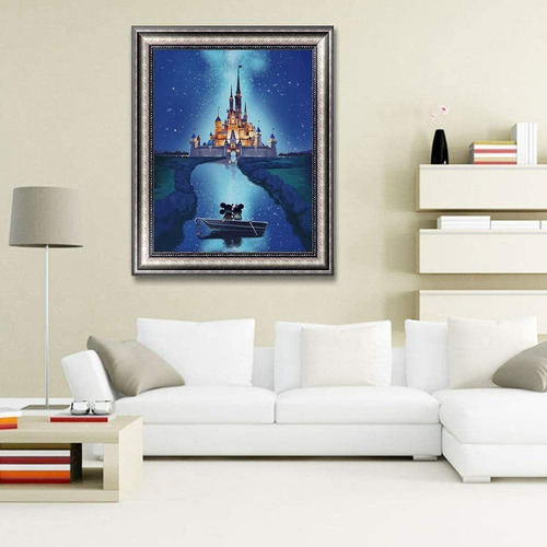 Imagen 2 de 5 de 5d Diamond Painting Castillo Disney Diam Cuadrado 40x50 Cms