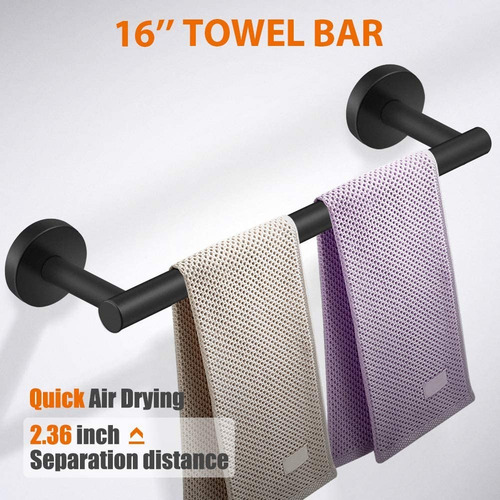 Imagen 4 de 10 de Set De 5 Accesorios De Baño Acero Inoxidable Negro