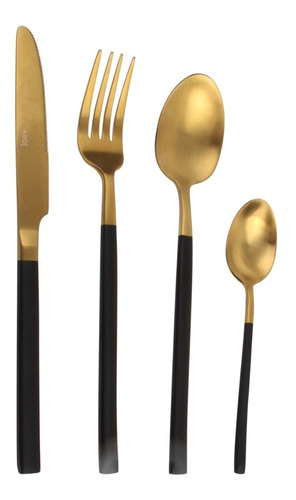 Set Cubertería 24pz Bistró Gold - Kw Kitchenware