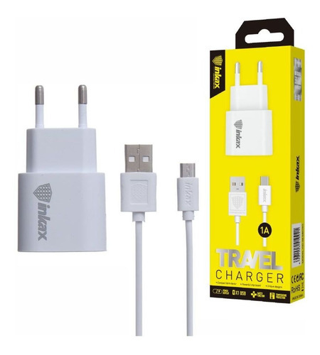 Cargador Inkax C/cable Microusb 1a - Modelo Cd-08 Color Blanco