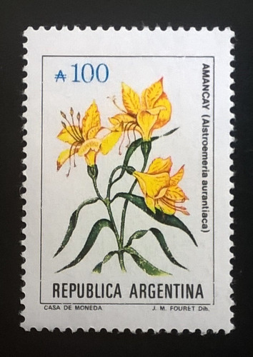 Argentina Flora, Sello Gj 2225 Flor 100 A 1989 Mint L11683