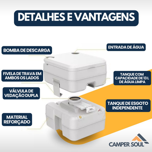 Vaso Banheiro Porta Pote Potti Portátil 20lts Premium Seaflo