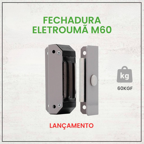 Kit Fechadura Eletroímã M60 Fonte F200 2 Botoeira Sem Fio