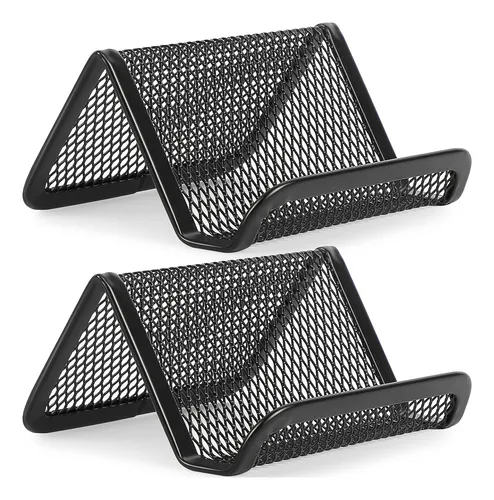 Portatarjetas De Aluminio Negro Elegante - Soporte Estable Para Tarjetas De Visita, Oficina O Eventos
