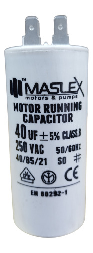 Capacitor Bomba De Agua Marcha 40 Mfd 250v Marca Maslex _