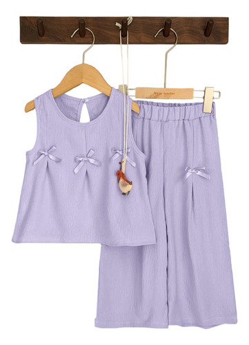 Camiseta Sin Mangas Con Decoración De Lazo Para Niños Y Pant