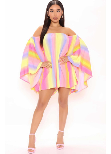 Romper Multicolor De Hombros Descubiertos Fashion Nova