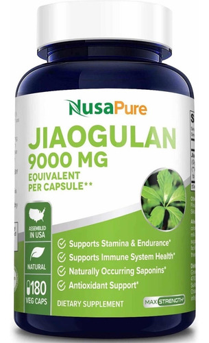 Imagen 1 de 5 de Jiaogulan 9000mg (180 Cápsulas) Nusapure Hecho En E.u.
