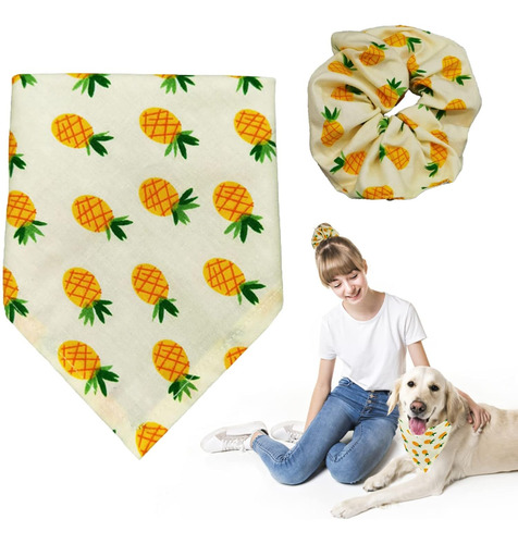 Juego De Bandana Y Coletero Para Perro, 2 Piezas De Algodón