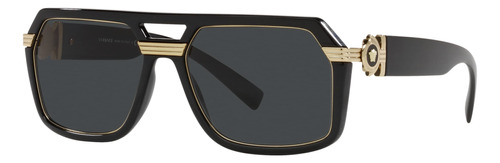 Gafas De Sol Versace Man Montura Negra, Lentes Gris Oscuro,