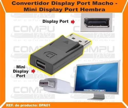 Adaptador Dp Macho A Mini Dp Hembra Ref: Dpa01 Computoys Sas