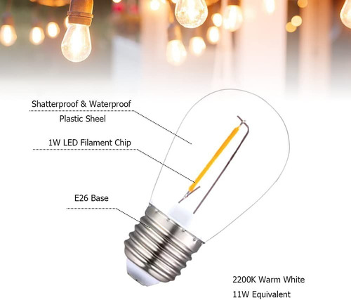 Focos Repuesto Para Serie Vintage Filamento Led 24 Piezas 1w Luz Cálida