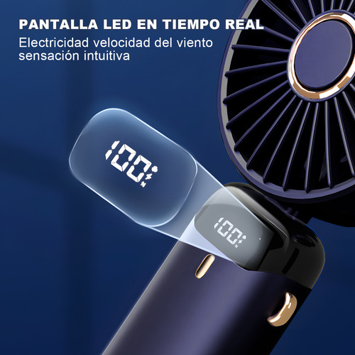 Mini Ventilador Portatil De Mano Plegable 5 Velocidades Con base Y Carga Usb