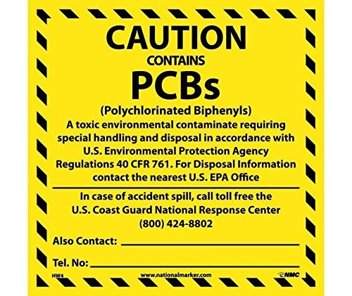 National Marker Corp. Hw4alv Caution Contains Pcbs