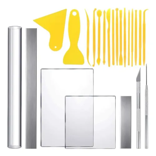 Herramientas Para Cortar Arcilla Polimérica - Kit Con Rodillo Acrílico, Tabla Rectangular Y Cortadores, Ideal Para Manualidades, Joyería Y Proyectos DIY