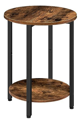 Round Side Table, Sofa Couch Table With Storage Shelf, ...