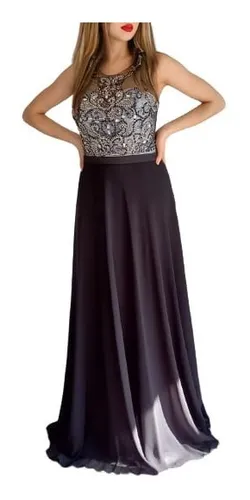 Vestido Gala Largo Madrinas Bordado En Piedras Moda Pasion Env o