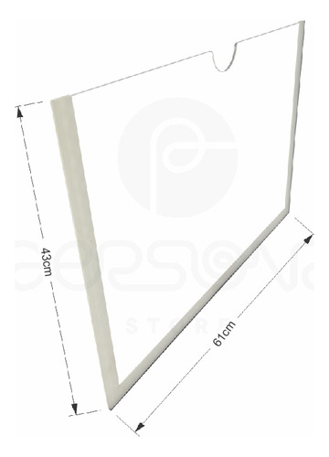 Porta Folha A2 De Parede Horizontal Com Borda De Dupla Face Transparente