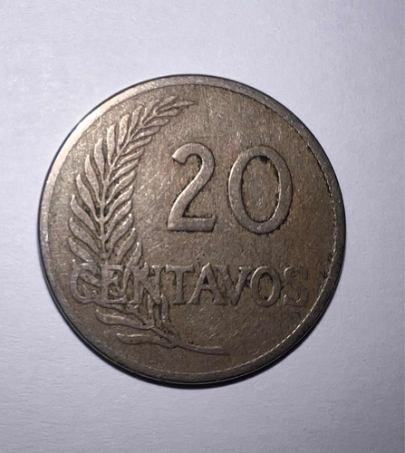 Moneda 20 Centavos De 1921 Perú 