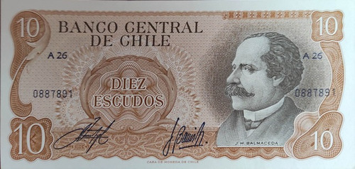 Billete Diez Escudos Chile S3 Cod-192431 1964