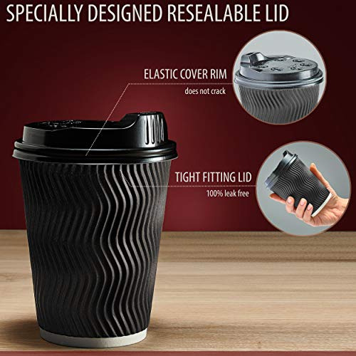 Vasos De Café Desechables Aislados Tapas Y De 12 Oz,...