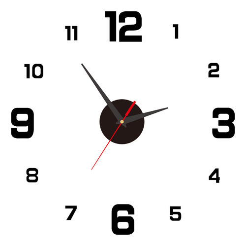 Reloj De Pared Living Black De 40 Cm, 3d, Luminoso, Moderno