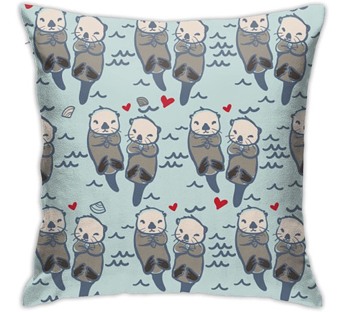 Lovely Sea Otter - Funda De Almohada Cuadrada Para Sofá, Dor