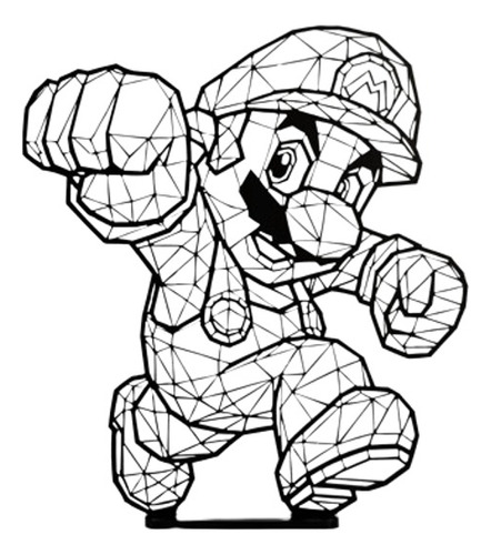 Decoracion / Figura Mario Bros Geometric Low Poly Mario 