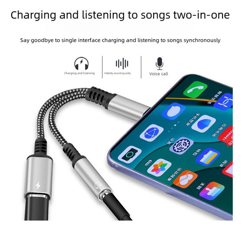 Zl Cable Divisor De Audio Tipo C De 10 W Con Carga Roja
