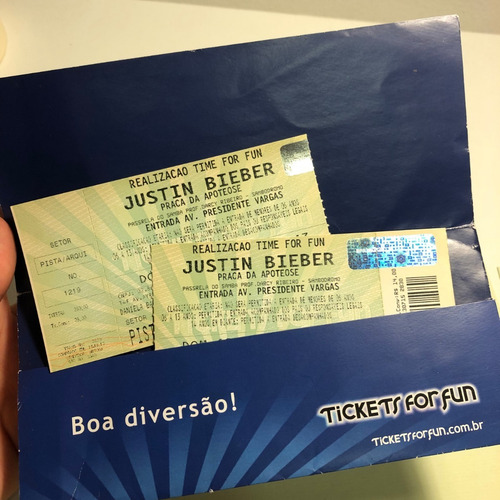 2 Ingressos Show Justin Bieber Brasil Rj 2013 Colecionador