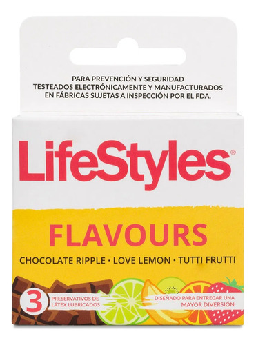 Preservativo Lifestyle Flavours 3 Condones Aromas Y Sabores