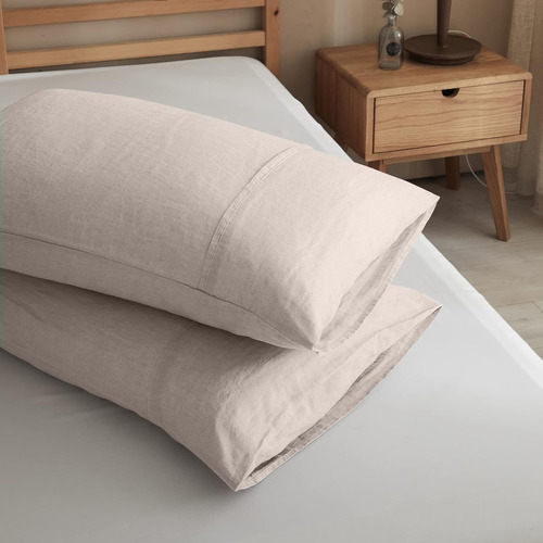 Juego De 2 Fundas De Almohada De Lino Súper Suave De A...