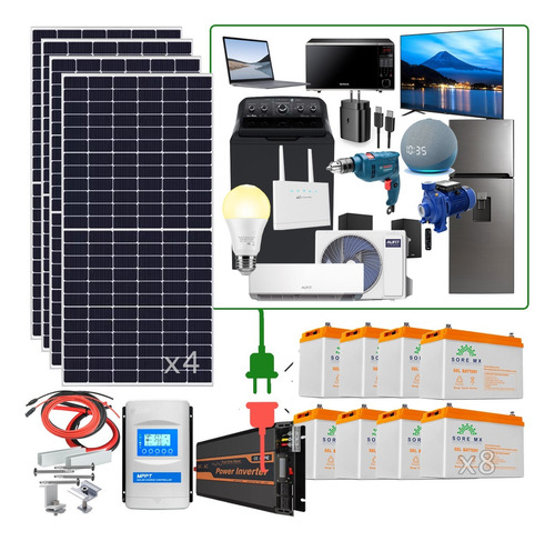 Kit Solar Autónomo Batería De Gel 11920wh Minisplit Día... 120v