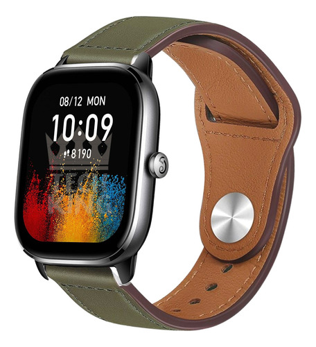 Pulseira De Couro Moderna Para Amazfit Gts 4 Mini A2176 Cor Verde