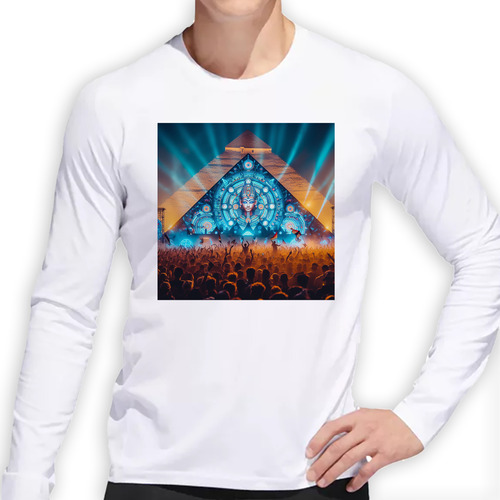 Remera Hombre Ml Fiesta Electronica Egipto Psicodelic