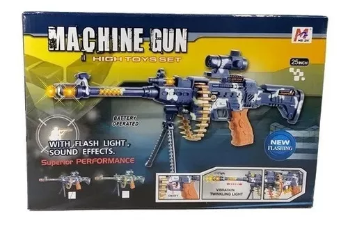 Metralhadora Fuzil Arma Militar Som Luz Mov. 62 Cm Não Nerf