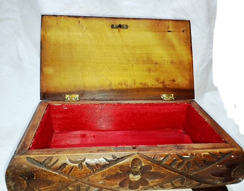 Antiguo Cofre Alhajero De Madera Tallada. ¡joyita! Marrón (Usado)