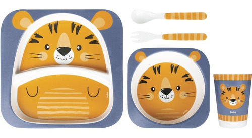 Imagem 6 de 8 de Kit Alimentacao Bebe Fibra Bambu Ecológico Blw 5 Peças Buba