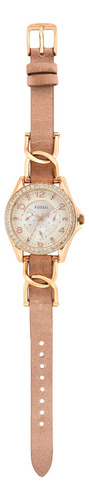 Relógio Fossil Riley Es3466 Feminino Em Couro De Aço Inoxidá