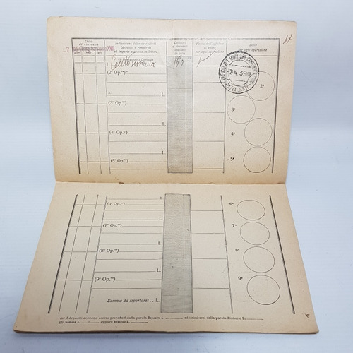 Antigua Libreta De Ahorro Italiana Extranjero 1939 Mag 62569 (Usado)