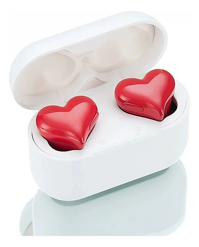 Auriculares En Forma De Corazón Bluetooth Cancelación Ruido Color Rojo