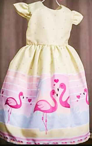 Vestido Festa Infantil Tema Flamingos Com Armação Lindo