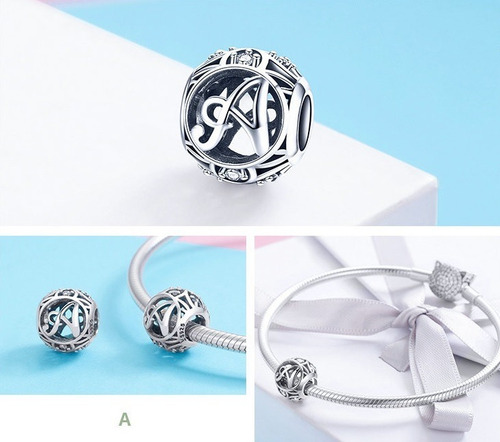 Charm Dije Letra A - Z Fabricado En Plata 925
