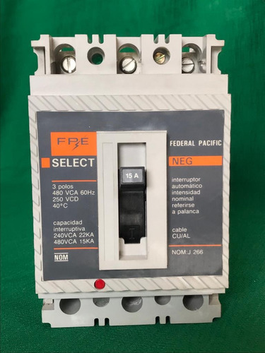 Interruptor Termomagnético Federal 3x15 A Cod 942 (Usado)