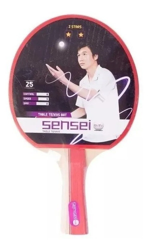 Paleta Ping Pong Tenis Mesa Sensei 2 Estrellas Goma Pro