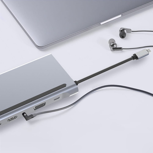 12 En 1 Usb Hub Adaptador 3.0 Tipo C Rj45 2x Hdmi Para Mac