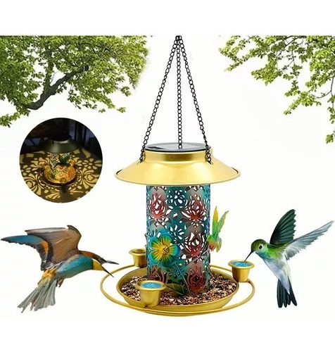 Comedero Alimentador Decorativo Farol Solar Para Pajaros