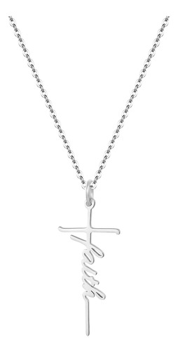 Qxtx Faith Cross Necklace Pray Believe Hope Grace Colgante