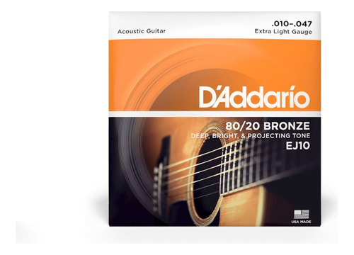 Cuerdas Guitarra Acustica Daddario Bronze Ej10 