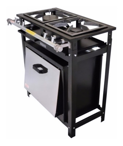 Fogão Industrial 2 Bocas + Forno Baixa Pressão 1qd 1qs Top